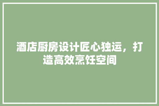 酒店厨房设计匠心独运，打造高效烹饪空间 施工流程